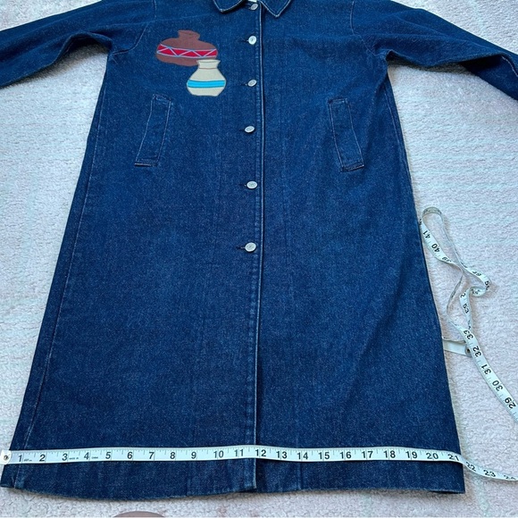 Vintage Lou Sehestedt Long Denim Southwest Mexico Jacket Size Medium Art to Wear - Picture 9 of 16